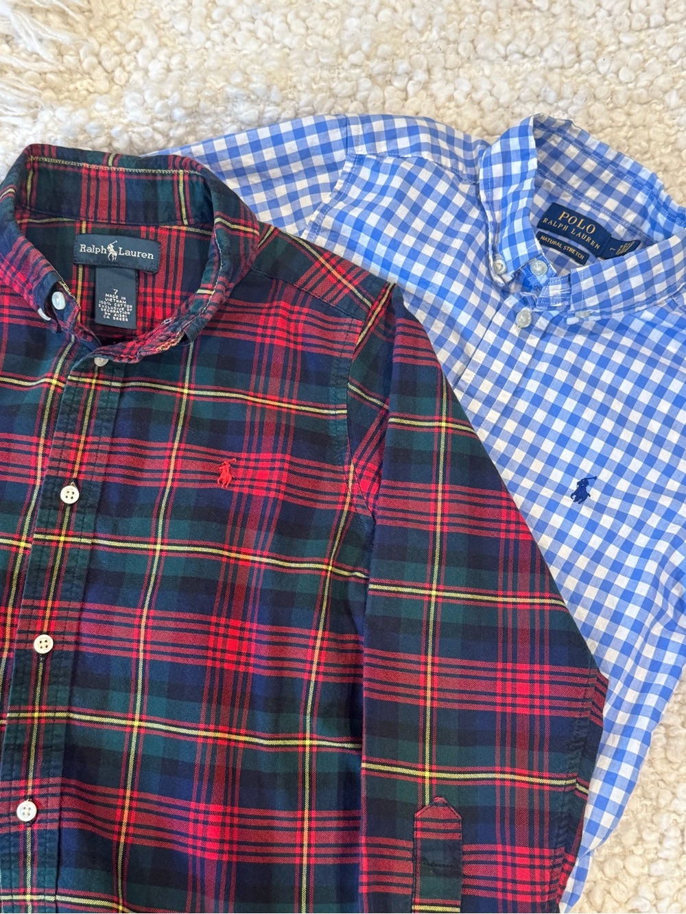 Boys Ralph Lauren Button Front Shirt Bundle Size 7 Plaid & Gingham